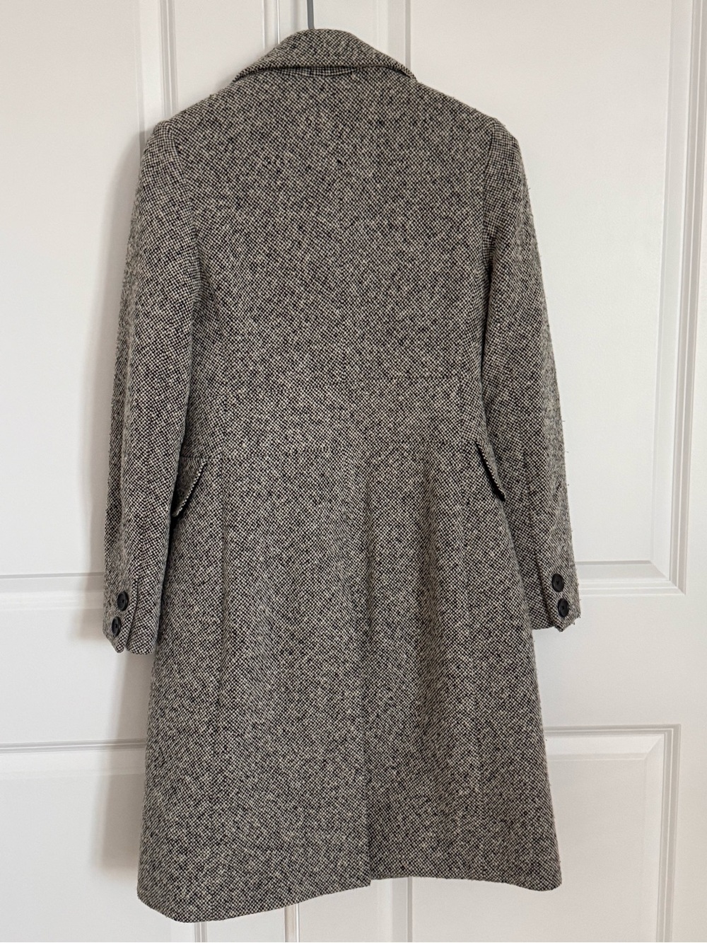 Banana Republic Black and White Tweed Single-Breasted Pea Coat - Picture 3 of 4